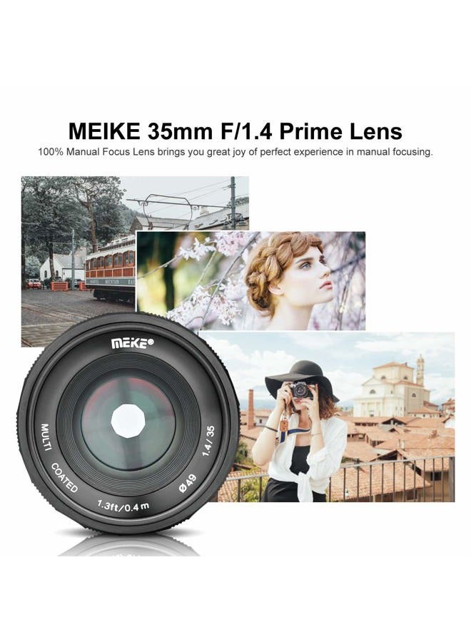 Meike عدسة واسعة الزاوية بفتحة كبيرة 35 مم F1.4-16 تركيز يدوي لعدسات APS-C للكاميرات المرآة من سوني - Image 2